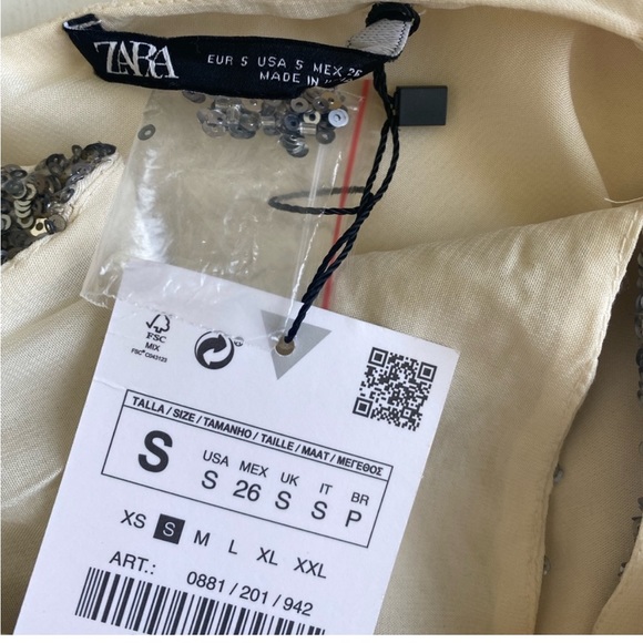 NWT Zara satin cut out mini dress with sequins - Picture 5 of 5